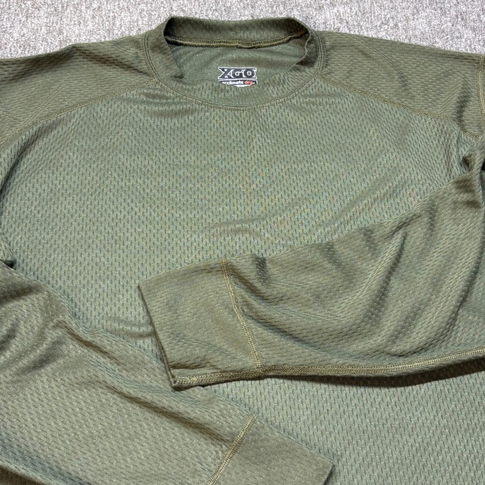 XGO Acclimate Dry Mens XL Long Sleeve Performance Shirt Olive Green Made in USA